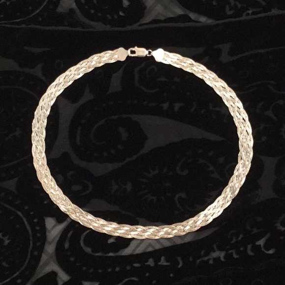 Braided 18 inch necklace, sterling 925 silver, Italy - Picture 2 of 11